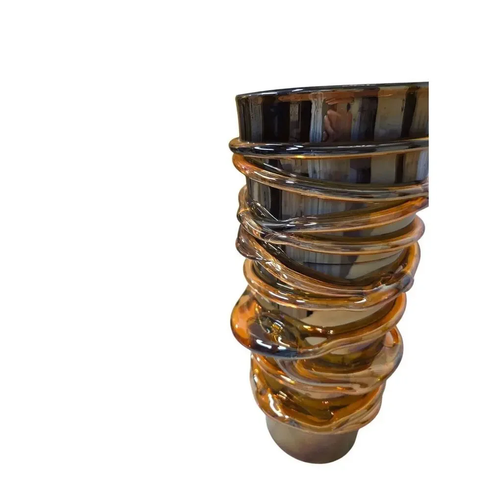 Vintage Iridescent Swirl Glass Vase With Unique Spiral Design 12